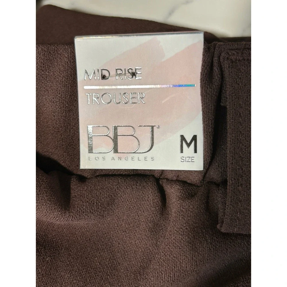 NEW BBJ Los Angeles Womens Mid Rise Trouser Pants Brown Tapered Medium Preppy